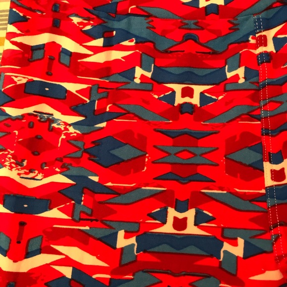 Lularoe Leggings Tights One Size Red White Blue Geometric - Picture 9 of 10